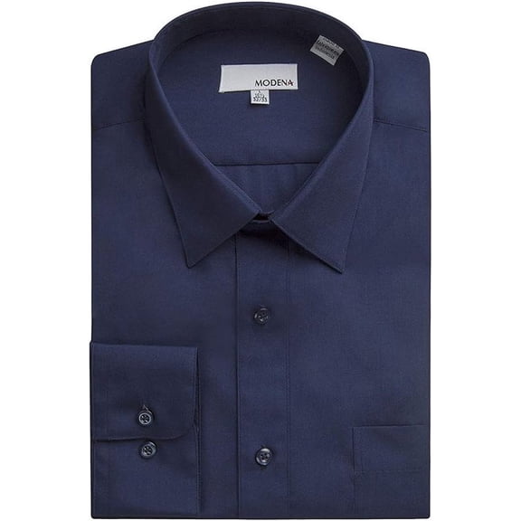 Modena Mens Slim Fit Long Sleeve Solid Dress Shirt  Colors