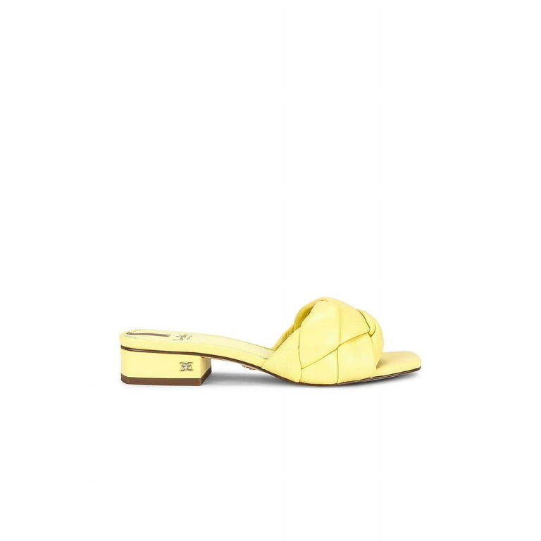 Sam Edelman Dawson Butter Yellow Block Heel Slip On Woven Fashion
