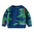 thumbnail image 2 of Qingpeng Toddler Boys Girls Cotton Knit Pullover Sweater Kids Casual Loose Cute Printed Pullover Round Neck Long Sleeves Sweatshirt, 2 of 8