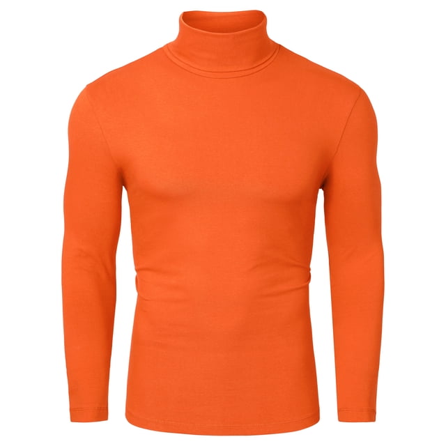 CamisePaHombres De Mangas Largas Cuello De Cisne Ajuste Delgado Casual Naran56