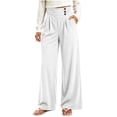 thumbnail image 4 of Sevevn Women's Soft Thick Vertical Rib Wide Leg Casual Pants High Waist Pleated Design With Side Pockets Fall Daily Wear Pants, 4 of 7