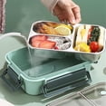 thumbnail image 4 of Microwave Safe Stainless Steel Bento Lunch Box with Divided Compartments for Meal Prep Portable Food Container for Office Use Silver, 4 of 8