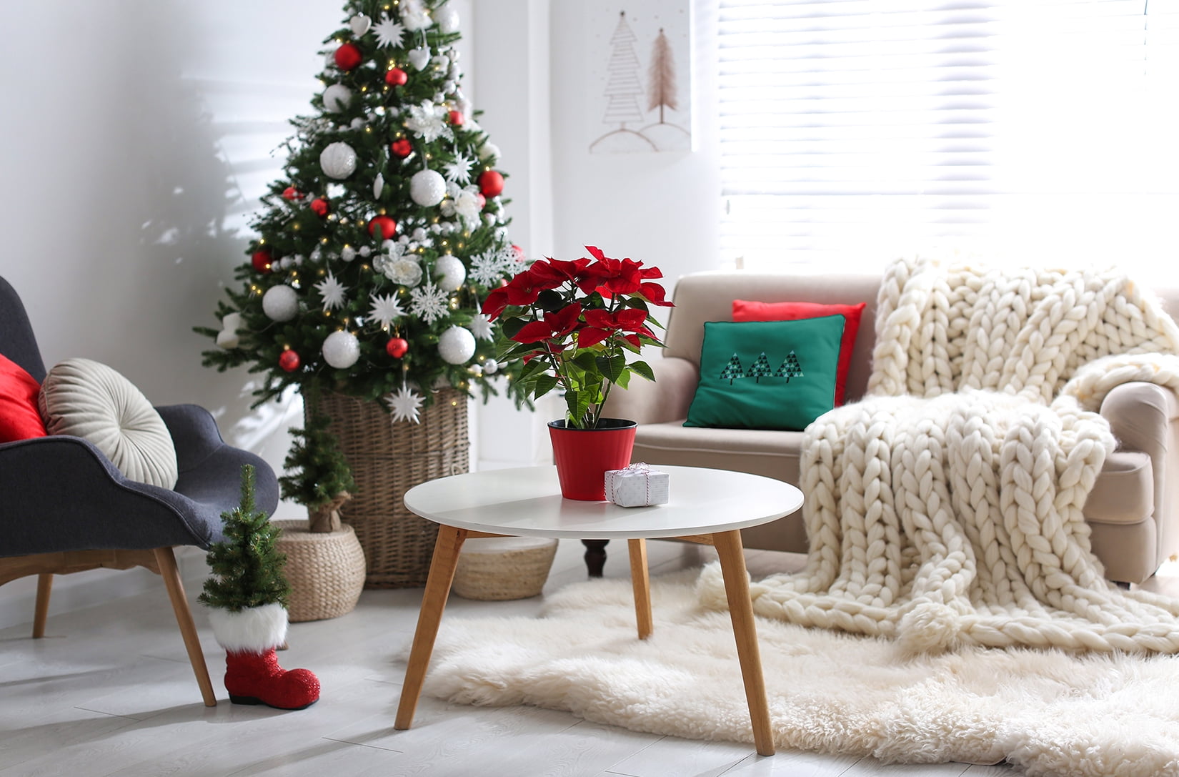 Simply Daisy Mint Colored Triangle Trees Christmas Soft Spun Polyester Decorative Throw Pillow, 26" x 26"