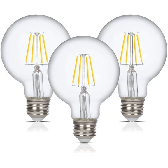 Simba Lighting LED Edison G25 Globe 6W 60W Equivalent Light Bulbs 120V E26 Base Dimmable 4000K, 3 Pack