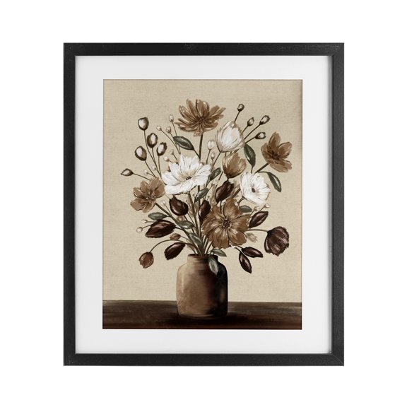 Stupell Industries Mocha Hued Vase Black Framed Print Under Glass design by Kristen Dalpiaz, 16 x 13