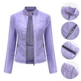 thumbnail image 2 of WEIYLL Veste en Molleton pour Femmes avec Col à Revers, Fermeture Éclair Moteur, Courte, Punk, pour Cycliste, Violet, Automne, Taille 2TG, 2 of 8