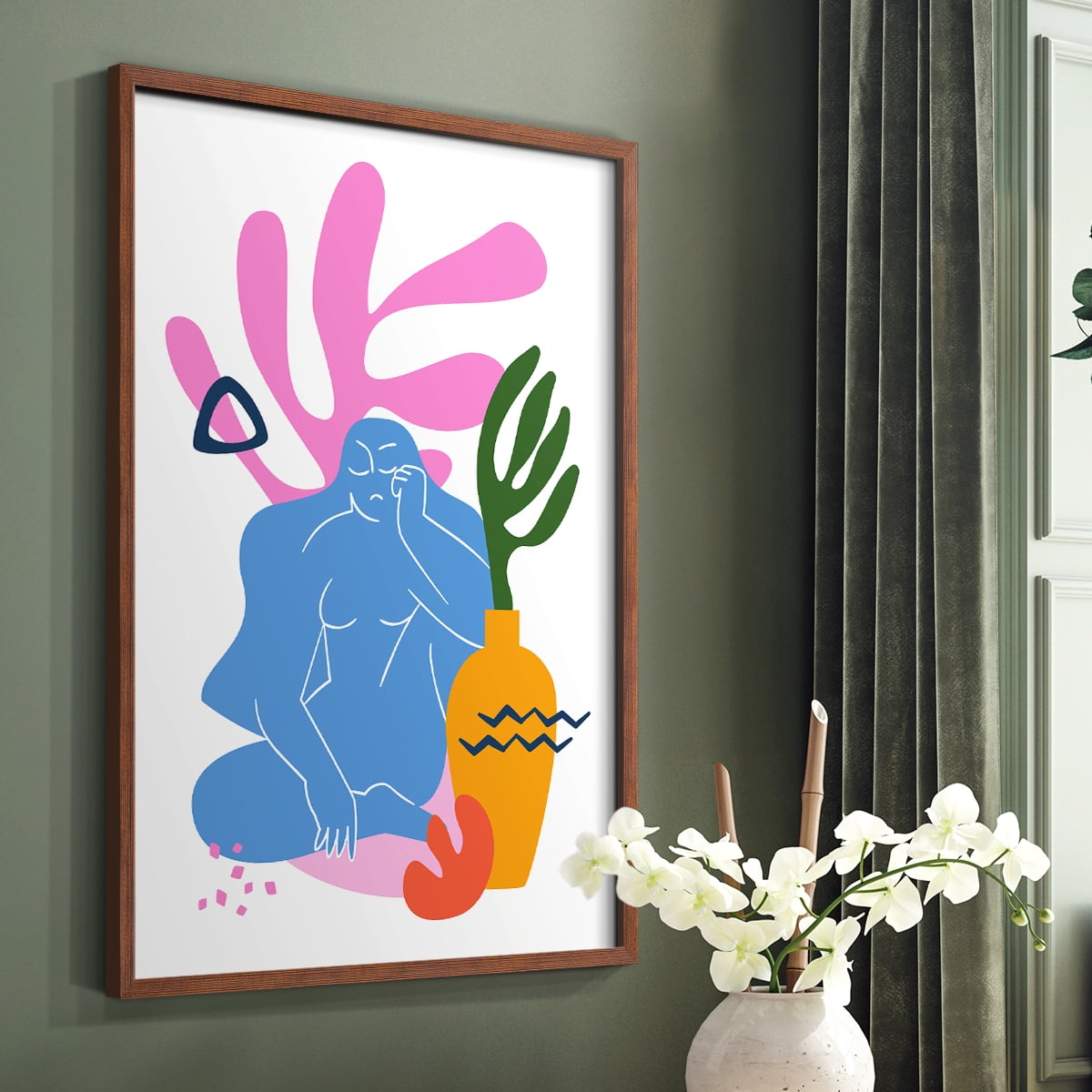 Matisse CDLII in Brown Solid Wood Framed Print No Nail Hanging
