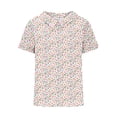 thumbnail image 4 of Fiudx Ofertas Flash Del Día Solo En Línea Camiseta Holgada Informal con Estampado para Mujer, Tops de Manga Corta con Cuello de Muñeca, Blusa Bonita y de Lino, 4 of 4