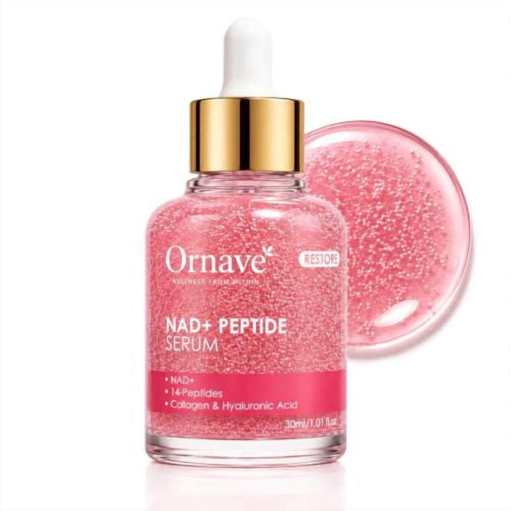 Ornave' NAD+ 14-Peptides Renewal Serum – Firming & Age-Defying Face Serum with Copper Peptide, Niacinamide, Hyaluronic Acid & Ectoin, 30ML