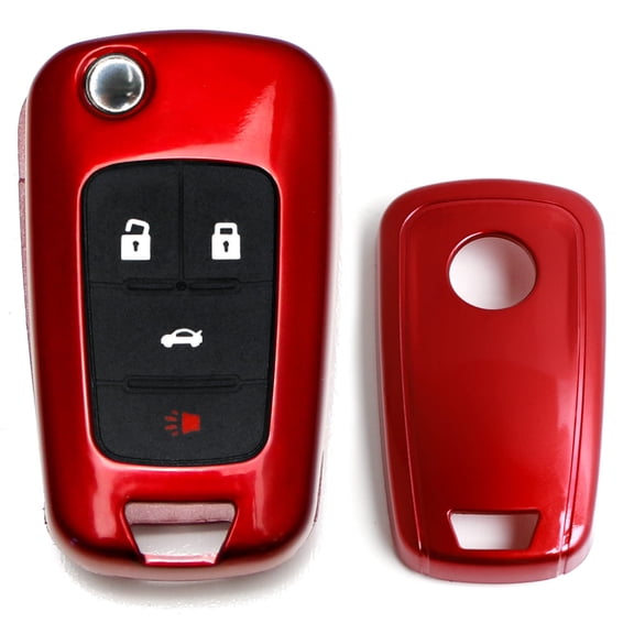 Exact Fit Glossy Red Smart Key Fob Shell Cover For Chevy Camaro Cruze Malibu SS Spark Volt, For GMC Terrain 3 4 5 Buttons Folding Key Fob