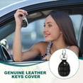 thumbnail image 5 of Uxcell Leather Key Fob, Genuine Leather Keys Cover RFID Key Fob Protector Air Tag Holder Keychain Case Black 2, 5 of 7