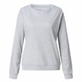 thumbnail image 4 of KBZDBZC Shirts for Women Women Fashion Solid Color Long Sleeves O Neck Daily Fashion Sweatshirt Tops Women T Shirt Women's T-Shirts (Gray,XXXXL), 4 of 6