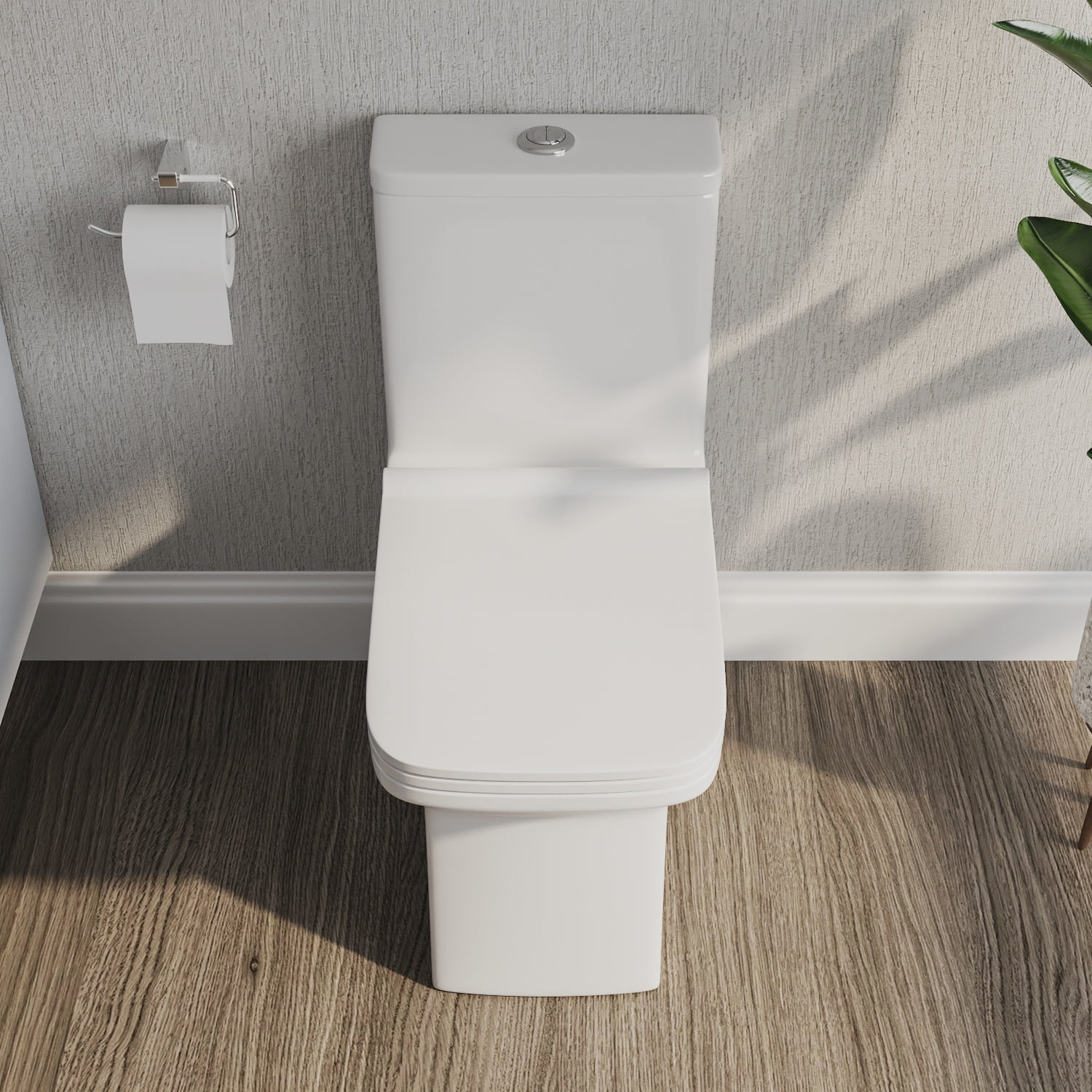Ace One-Piece 0.8/1.28 GPF Dual-Flush Rectangular Floor Mounted Toilet in White (Seat Included)