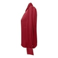 thumbnail image 7 of Women's Elegant Satin Blouse, Unique Neckline Design Top, Special Occasion Shirt, Luxurious Sheen Fabric, Dressy Casual Wear, Soft Draping Pullover Red XXL, 7 of 7