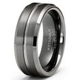 thumbnail image 2 of Metal Masters Mens Tungsten Carbide Ring Gunmetal Wedding Band Grooved Ring 8mm Comfort-Fit, 2 of 5