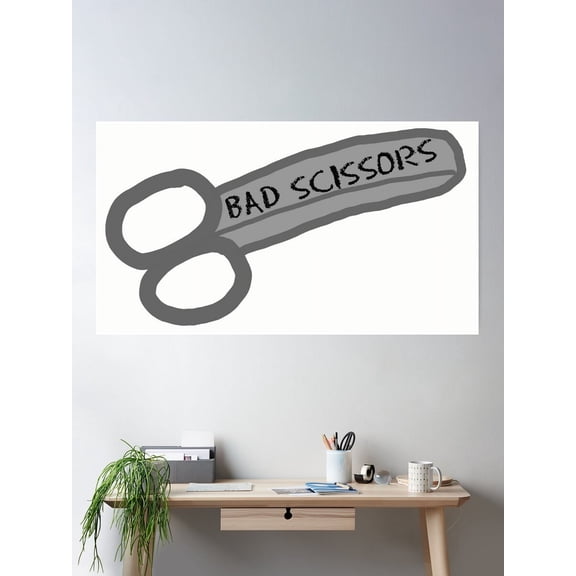 Bad Scissors Poster Wall Art, Modern Wall Decor For Living Room Bedroom, 24x36 UNFRAMED