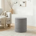 thumbnail image 1 of Ottoman Rond de 17,7 Po avec Rangement, Table Basse Ottomane en Bouclé, Repose-Pieds Tabouret pour Couloir, Salon, Chambre - Gris, 1 of 7