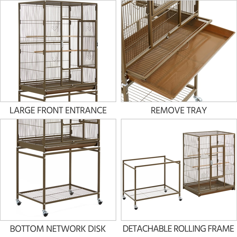 Alden Design 54" Metal Rolling Bird Cage with Detachable Stand, Palmer Green