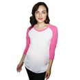 thumbnail image 1 of Chandail Raglan de Maternité Confortable à Manches 3/4 Froncées, Haut de Grossesse Style Baseball (Rose) - m, 1 of 3