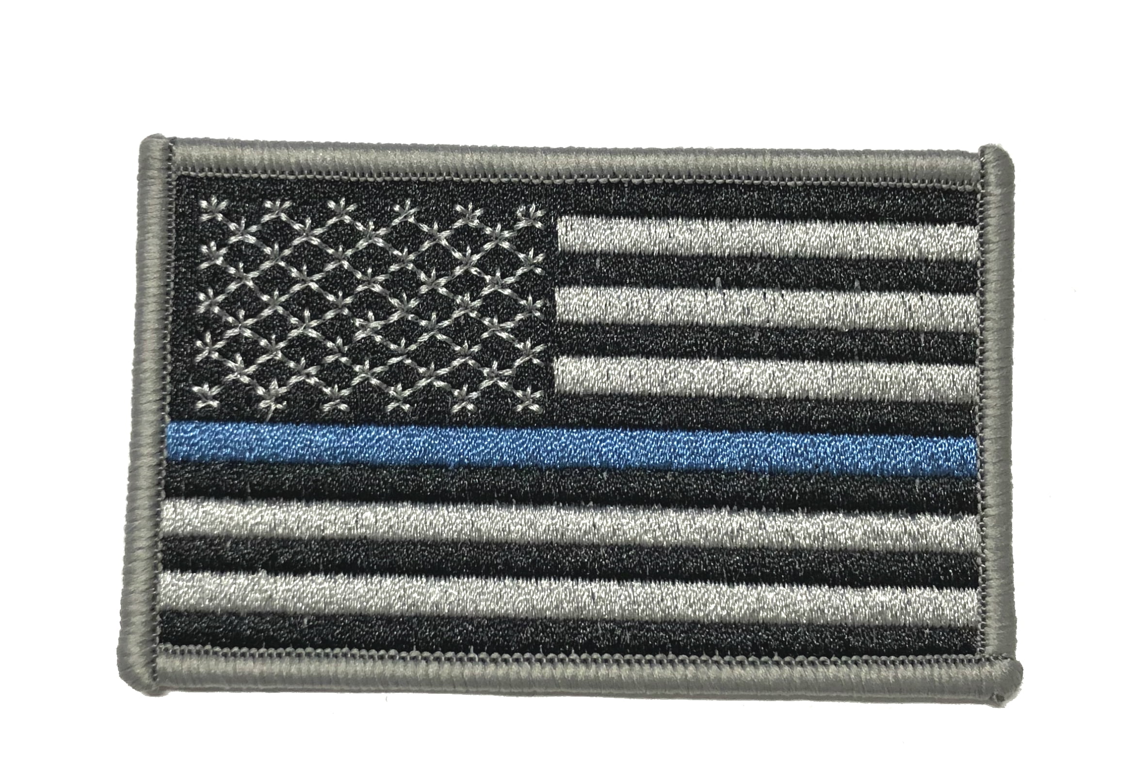 US Flag Thin Blue Line Embroidered Patch Iron/Sew-On Applique Biker Emblem