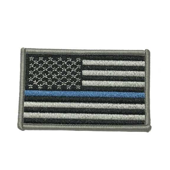 US Flag Thin Blue Line Embroidered Patch Iron/Sew-On Applique Biker Emblem