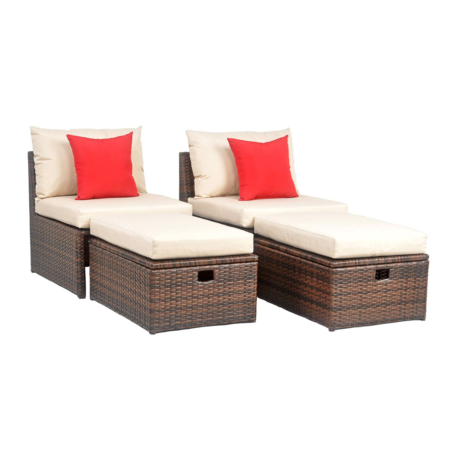 Safavieh Telford Rattan Outdoor Chair with Storage Ottoman - Set of 2 - Walmart.com - Walmart.com