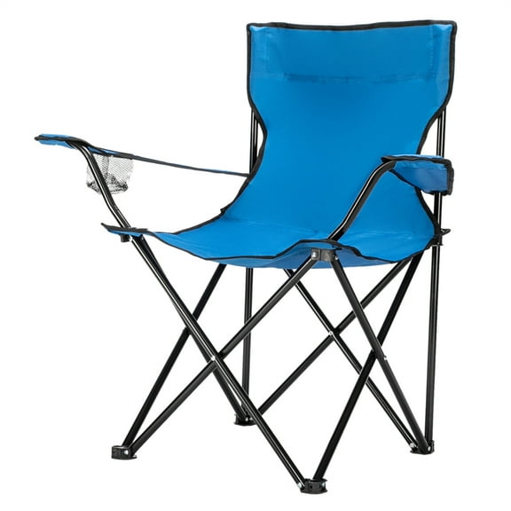Folding Camping Chair, Ultralight Outdoor Portable Chair with Cup Holder and Carry Bag, Padded Armrest Oversized Camping Chair, Collapsible Lawn Chair for BBQ, Beach, Hiking, Picnic, Blue, TE079