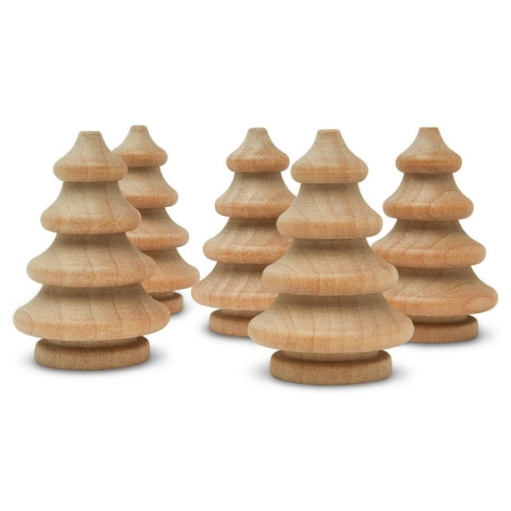 Mini Wooden Christmas Tree 1-1/4 inch, Pack of 250 Unfinished Wood Miniature Trees for Christmas Crafts, Peg People, Nature Table, and Small World Play, by Woodpeckers