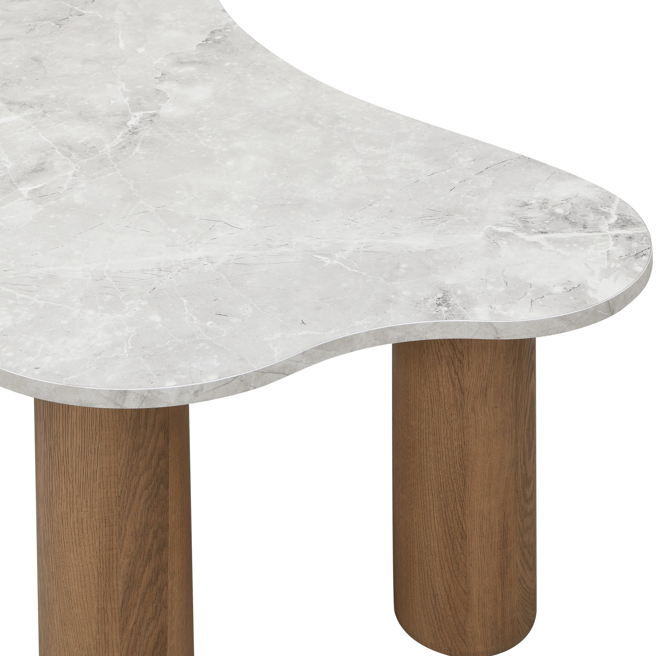 Christopher Knight Home Organic Shape Coffee Table with Marble-Look Top and Cylindrical Base
