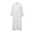 thumbnail image 4 of Cathalem Womens Cotton Shirt Dress Summer Casual Long Sleeve Summer Dresses for Women(White,L), 4 of 4