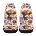 thumbnail image 4 of Jeiento Highland Cow Car Seat Covers Set of 2 Auto Front Seat Covers Boho Flower Bucket Seats Protective Cover Easy to Install Removable Cars Accessory Decoration, 4 of 7