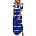 thumbnail image 1 of Été jusqu'à 65 % de Rabais Iumwxz Robes à Manches Courtes et Col Rond pour Femmes Tunique Décontractée Robe Maxi Ample Robe à Rayures Robe Décontractée pour Femmes Robes Athlétiques pour Anniversaire, 1 of 6