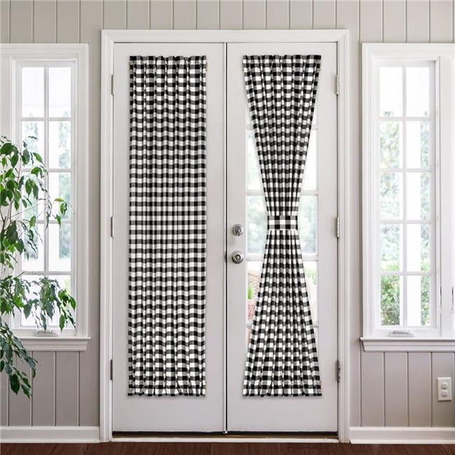 25 x 72 in. Polyester Light Filtering Rod Pocket Buffalo Check Curtain Panel, Black