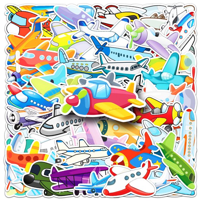 Set de pegatinas de dibujos animados con forma de avión, 51 piezas, para niños y fanáticos