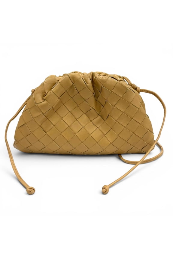 Pre-Owned BOTTEGA VENETA 585852 Intrecciato Mini The Pouch Leather Shoulder Bag Beige Made in...