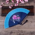 thumbnail image 3 of CSChome Folding Fan with Tassel Chinese Style Folding Hand-painted Flower Dance Performance Photo Props Portable Summer Hand Held with Tassel, 3 of 6