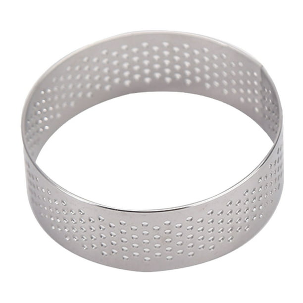 Anillo de tarta de acero inoxidable de 8 pulgadas - Perforado, antiadherente y reutilizable - Herramienta para hornear pasteles/tartas/creaciones culinarias