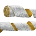 thumbnail image 1 of Uxcell 4" x 10 Yards Velvet Wired Gold Crushed Ribbon for Bow Decor Silver, 1 of 7