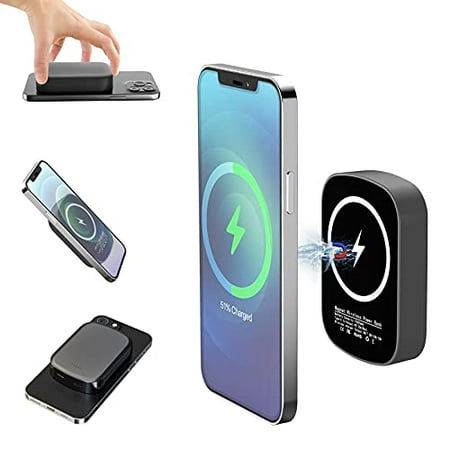 Magnetic Wireless Charger Power Bank, 10000mAh 15W Fast USB C Mag-Safe Portable Charger Power Bank, External Strong Powerful Battery Pack for iPhone 12/12 Pro/12 Mini(Luxury Gray)