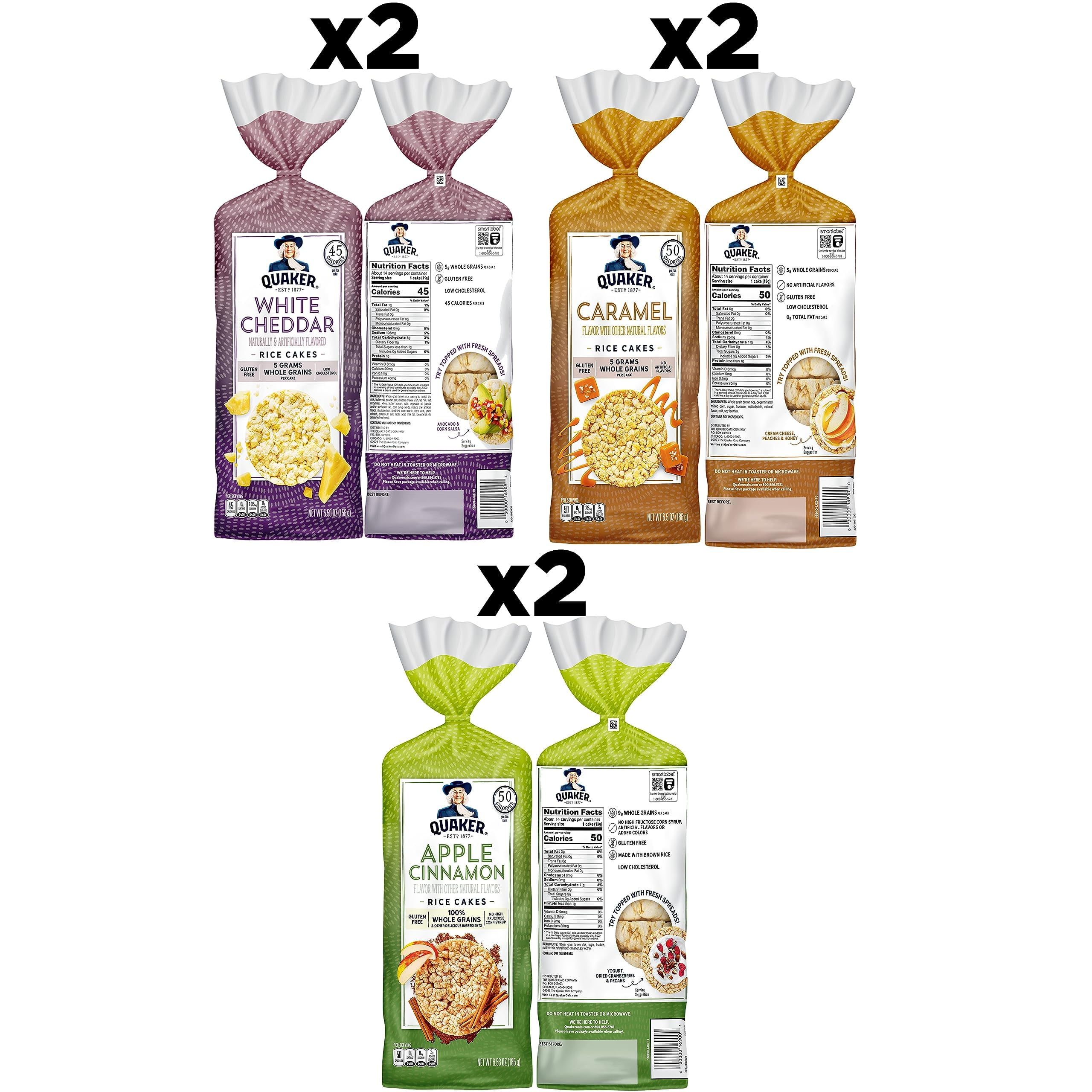 Quaker Large Rice Cakes, HHA1 Gluten Free, 3 Flavor