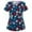 Navy, variant on Luxalzxs Women Scrub Tops Casual V-Neck Shirts Summer Animal Printed Graphic Working Uniform Short Sleeve Medical Scrub Top