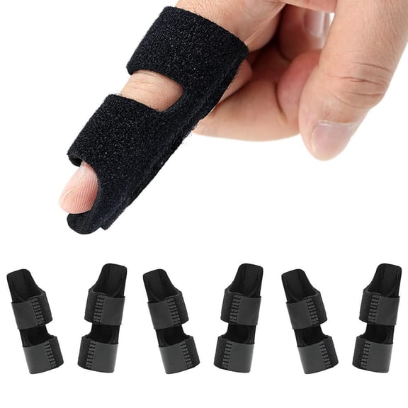 6pcs Adjustable Finger Splint Brace Set-comfortable Nylon Support For Thumb,index,middle,ring & Pinky Finger With Secure Straps & Cushioning-black,finger Protector