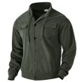 thumbnail image 2 of Stralyhd Mens Corduroy Jacket Turn Down Collar Long Sleeve Vintage Button Front Trucker Jacket Casual Fall Jacket with Pockets Army Green 3XL, 2 of 7