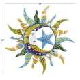 thumbnail image 3 of DecMode Multi Colored Metal Sun and Moon Indoor Outdoor Abstract Patterned Home Wall Decor with Yellow and Blue Accents, 25" x 1" x 25", 3 of 12