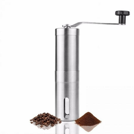

Manual Coffee Grinder ，with Adjustable Setting - Conical Burr Mill & Brushed Stainless Steel Whole Bean Burr Coffee Grinder for Office Home Traveling Camping