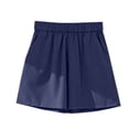 thumbnail image 4 of Tfken Summer Shorts For Women Elastic Waist Solid Color Shorts With Pockets Casual Daily Wear Female Comfortable Clothes Blue, 4 of 5