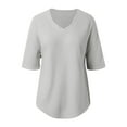 thumbnail image 5 of WENWU Women's V Neck Batwing Half Sleeved Shirt Knit Loose Shirt Solid Color Top Cute Workout T Shirts Top Women Loose, 5 of 5