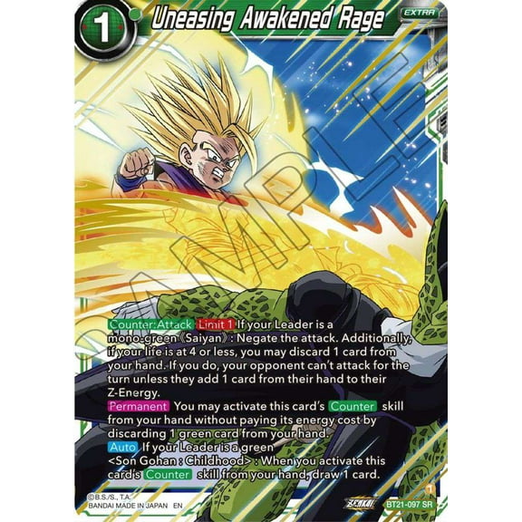 Dragon Ball Super Wild Resurgence Super Rare Uneasing Awakened Rage BT21-097