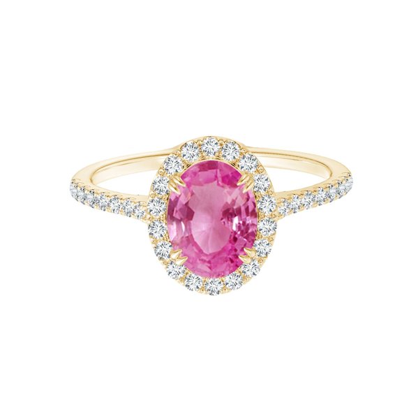 925 Sterling Silver 1 Ctw Pink Tourmaline White Accents Yellow Plated Women Ring
