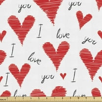 Love Fabric by the Yard, Hand Written I Love You Phrases Heart Valentines Day Inspiration, Upholstery Fabric for Dining Chairs Home Decor Accents, 10 Yards, Vermilion Black White by Ambesonne